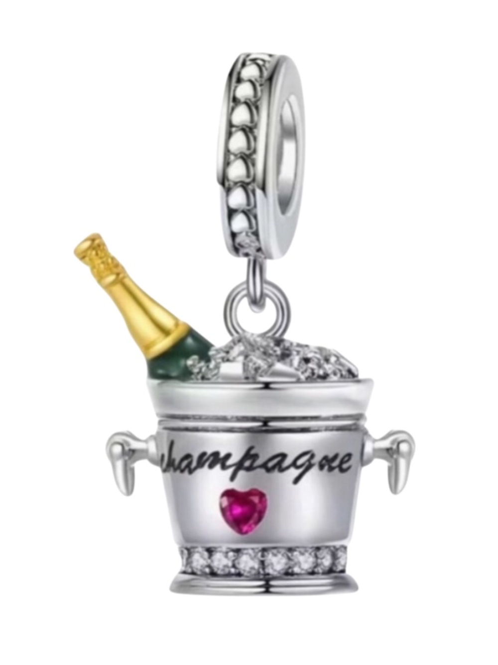 Sterling Silver Champagne Bucket Charm Pandora Style